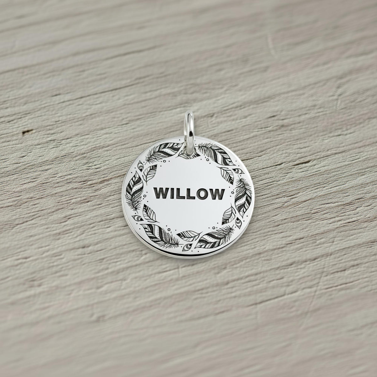 Boho Feather Dog Tag | Personalized Pet ID, additional detail