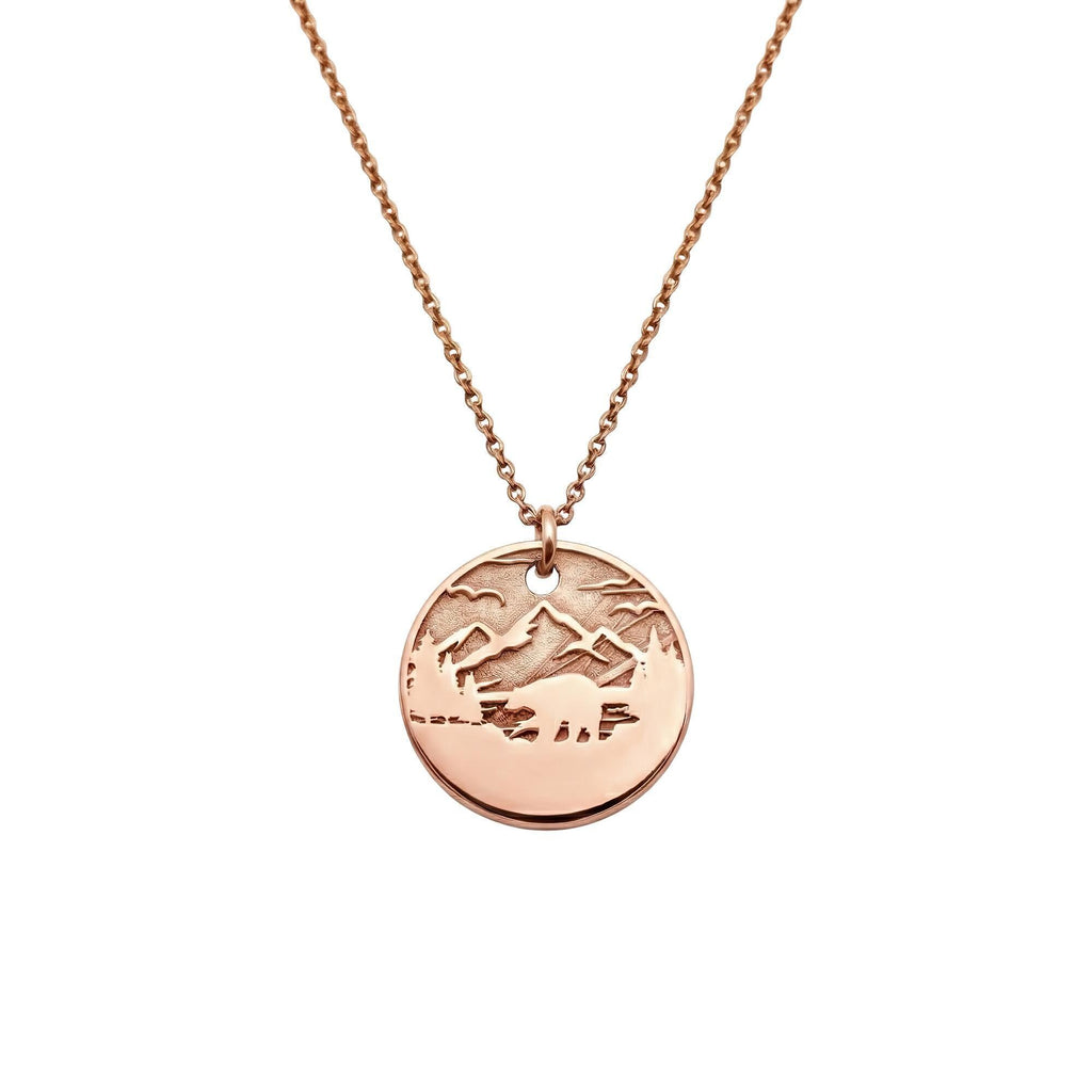 Bear Silhouette Necklace | Mountain Wilderness Talisman, close-up detail