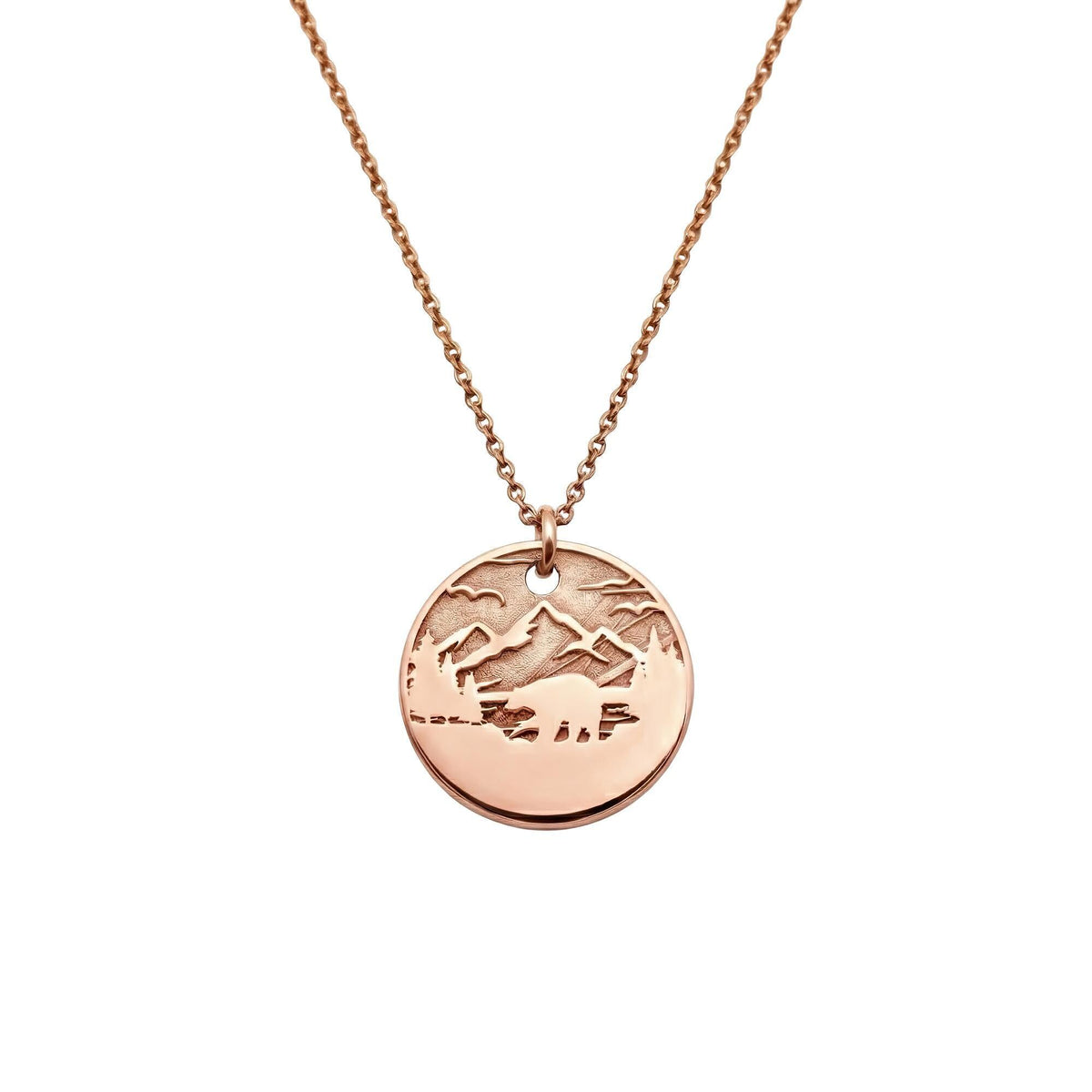 Bear Silhouette Necklace | Mountain Wilderness Talisman, close-up detail