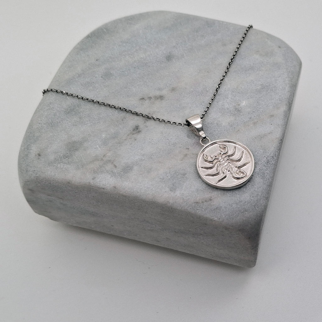 Scorpion Medallion Necklace | Scorpio Zodiac Talisman, front view