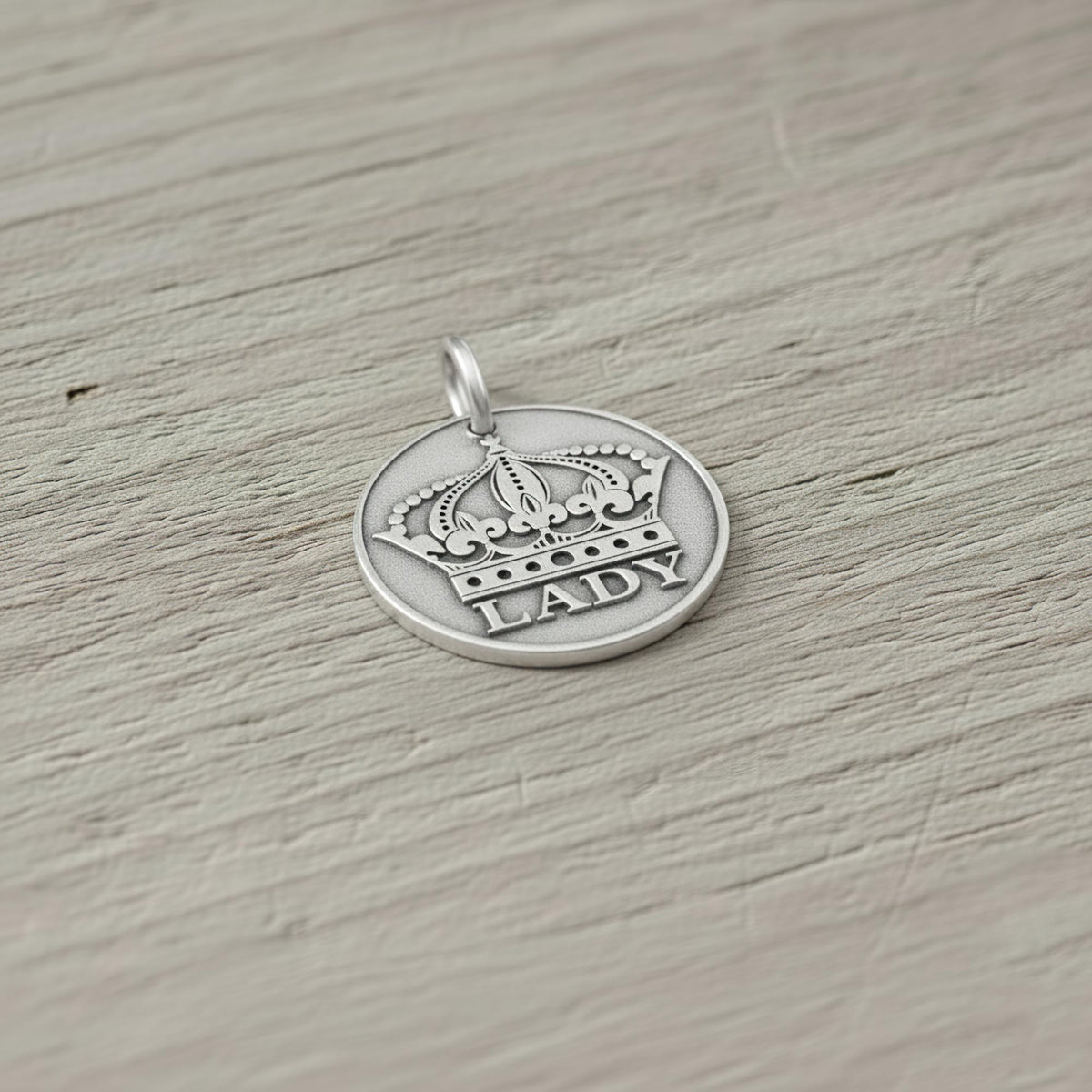 Princess Dog Tag | Sterling Silver Custom Crown Pet Tag | Engraved Regal Pet ID Tag, additional detail