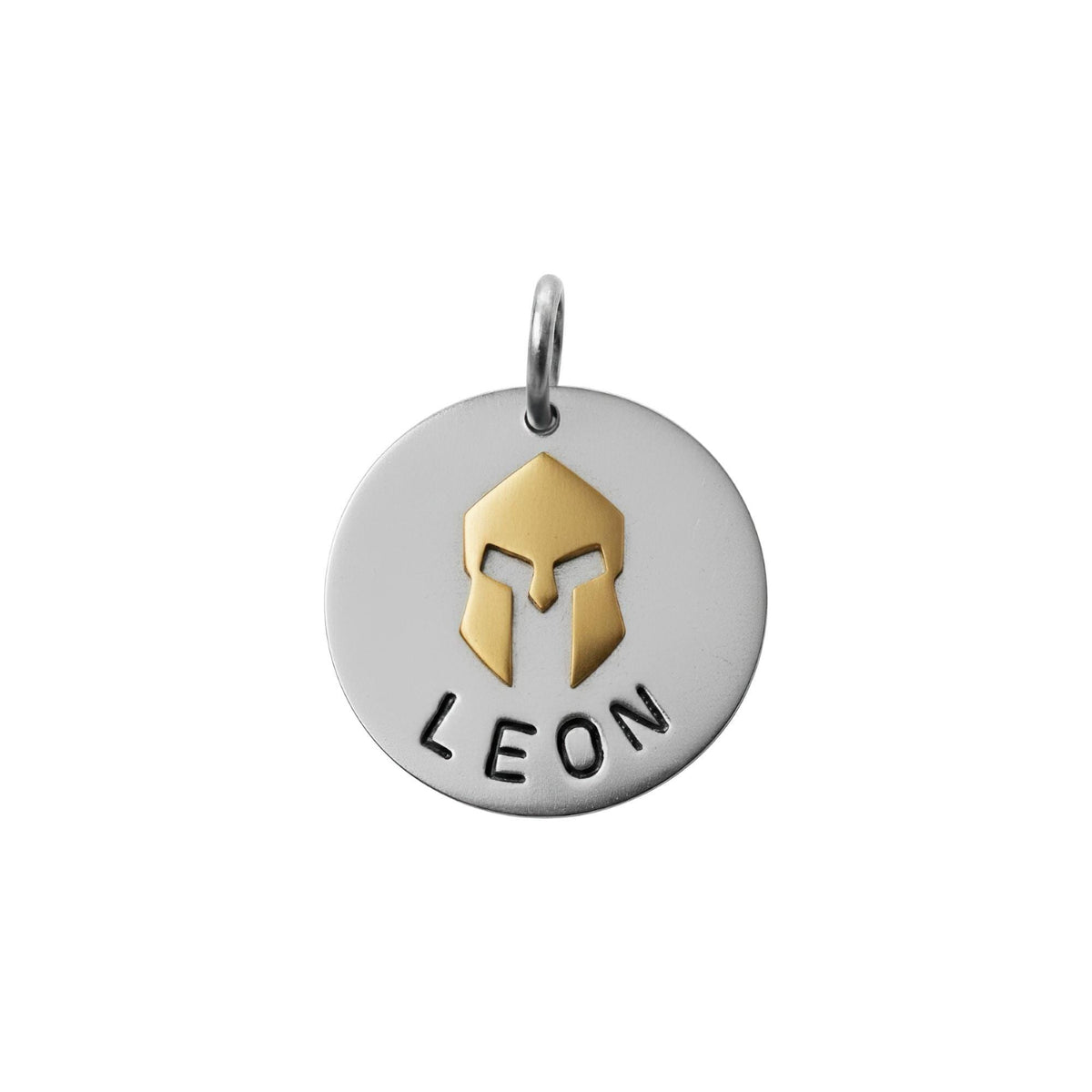 The Warrior's Shield Token | Artisan Spartan Helmet Pet ID & Custom Tag, close-up detail