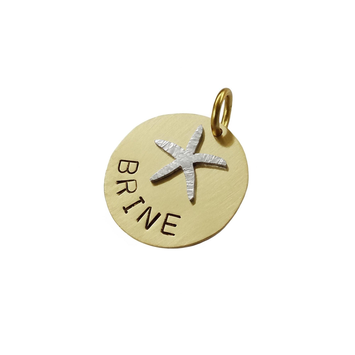 The Celestial Mariner Token | Artisan Starfish Pet ID & Custom Dog Tag, in Brass with Silver Top finish