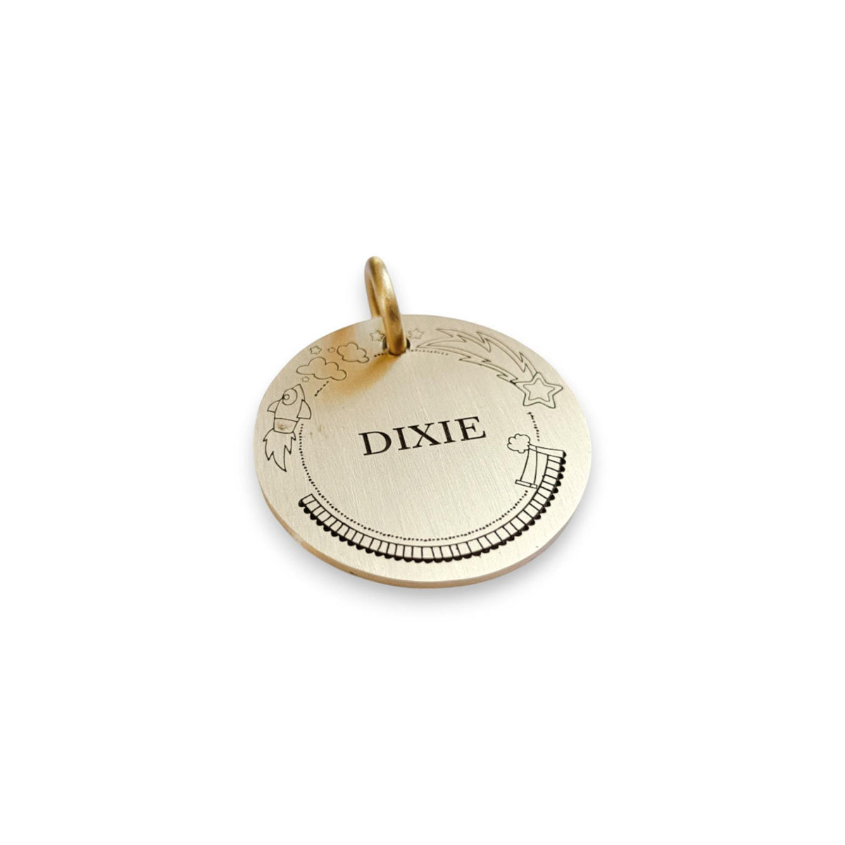 The Celestial Comet Token | Artisan Shooting Star Pet ID & Custom Engraved Dog Tag, styled view