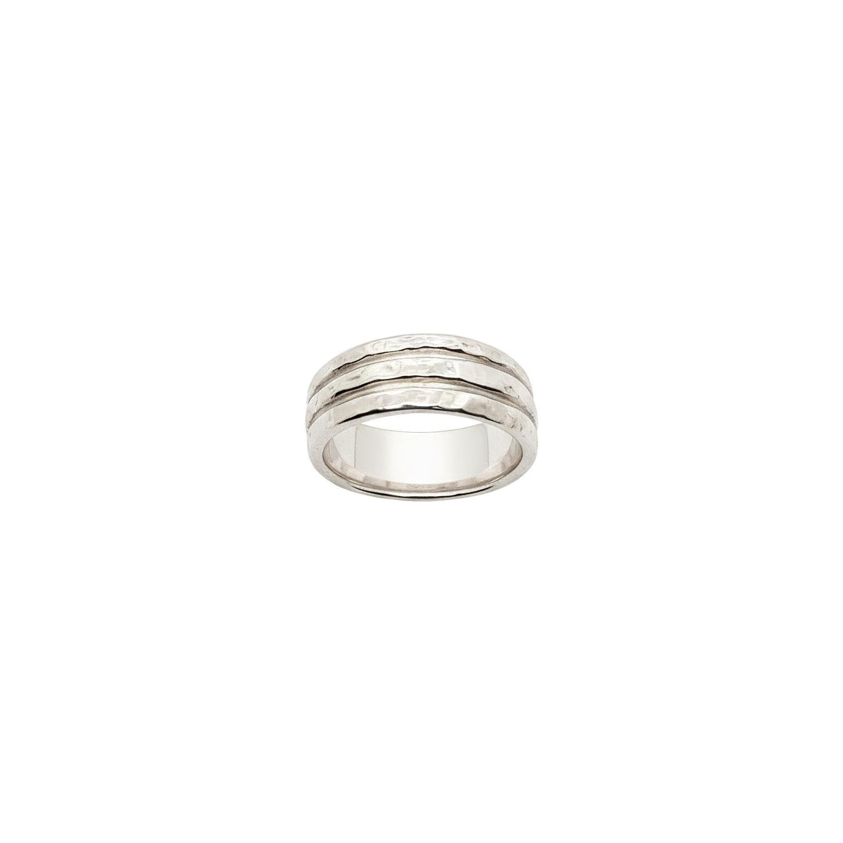 Hammered Unity Ring | Three Band Intertwined Sterling Silver Ring | Resilience & Harmony Talisman, in White Gold Plated finish