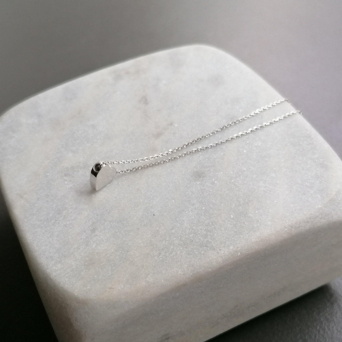 Silver Heart Necklace, Dainty Love Charm, Minimalist Pendant (925 Sterling)