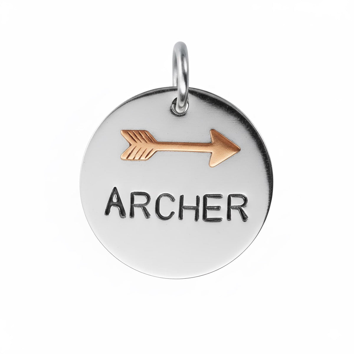 The Swift Direction Token | Artisan Arrow Pet ID & Custom Dog Tag, in Silver with Copper Top finish