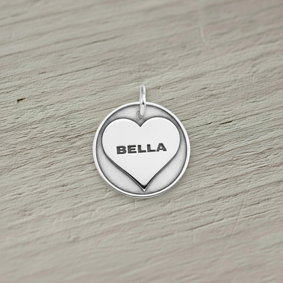 Heart Dog Tag ID Medallion | Devoted Companion Pet Charm, styled view