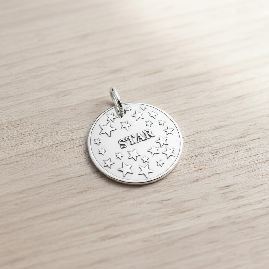 Star Dog Tag | Custom Engraved Pet ID Collar Charm, styled view