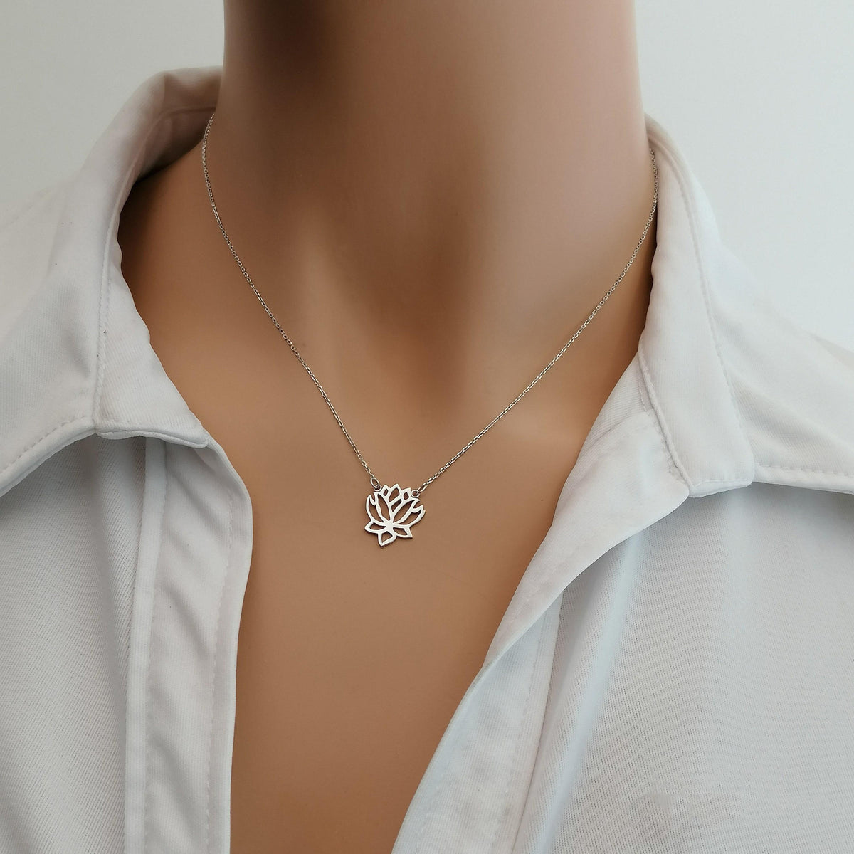 Lotus Necklace | Symbol of Purity & Resilience, close-up detail