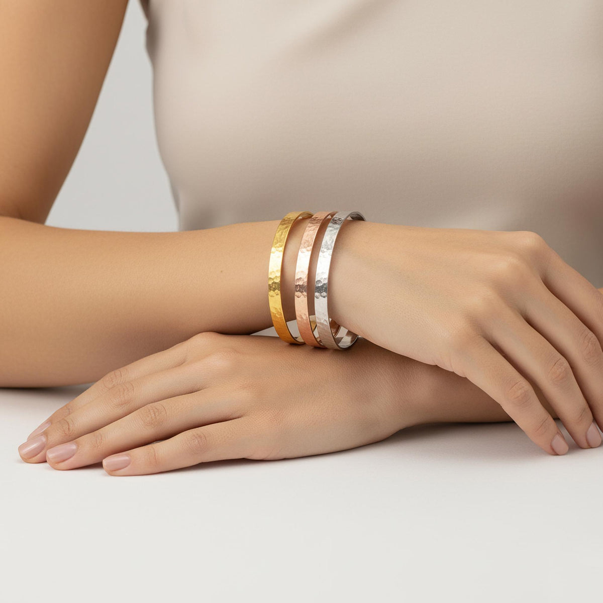 Hand-Hammered Silver Cuff Bracelet | Custom Engraved Hidden Message Band