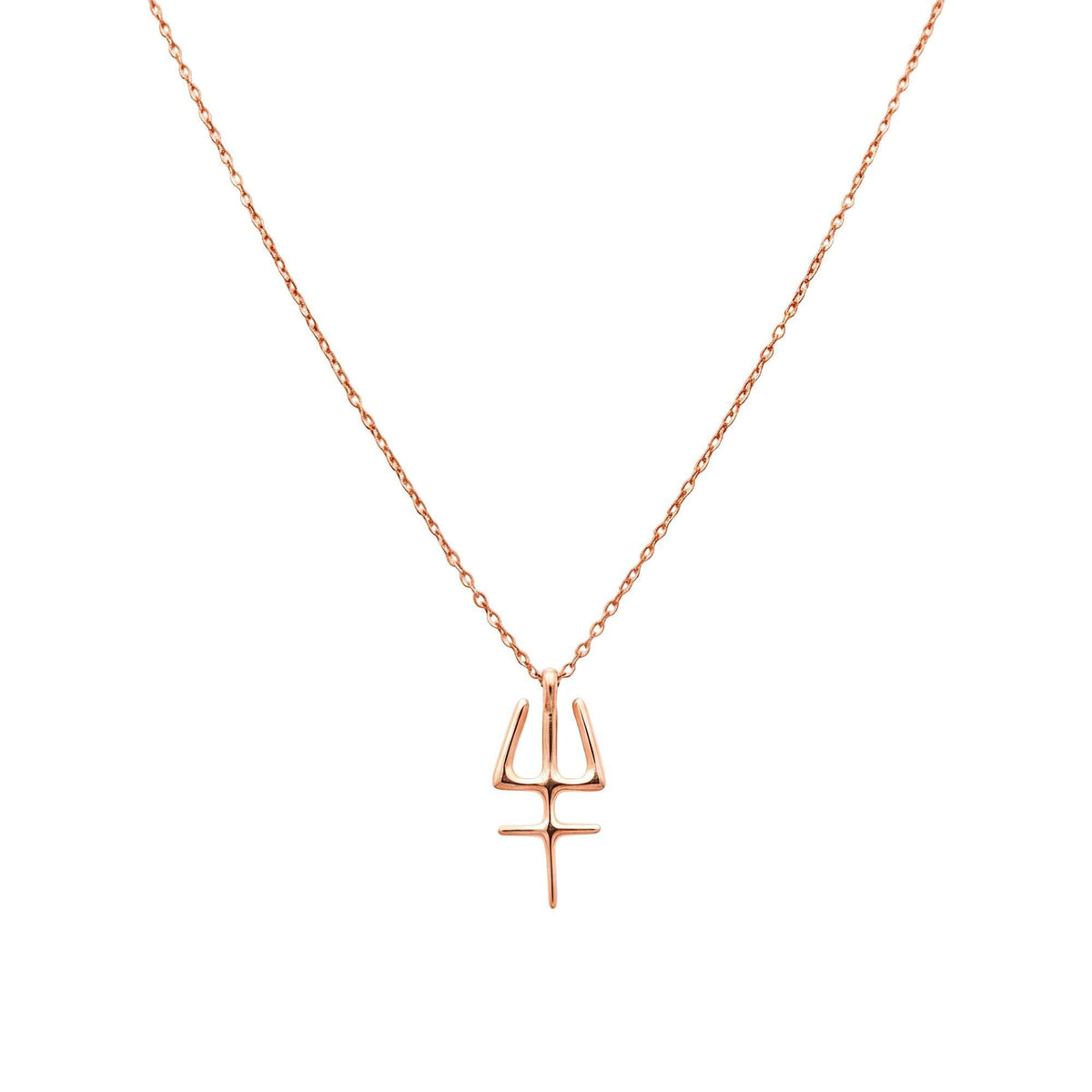 Neptune Trident Necklace | Sterling Silver Poseidon Glyph Pendant | Pisces Astrology Talisman, alternate angle