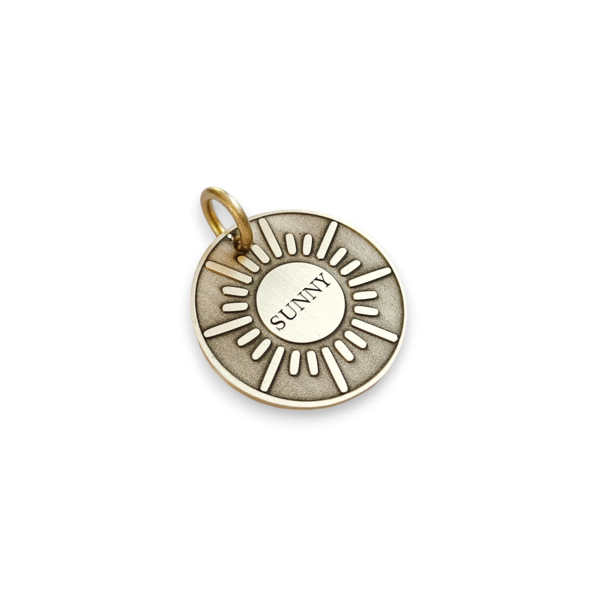 The Radiant Sun Token | Artisan Celestial Pet ID & Custom Engraved Sun Dog Tag, additional detail