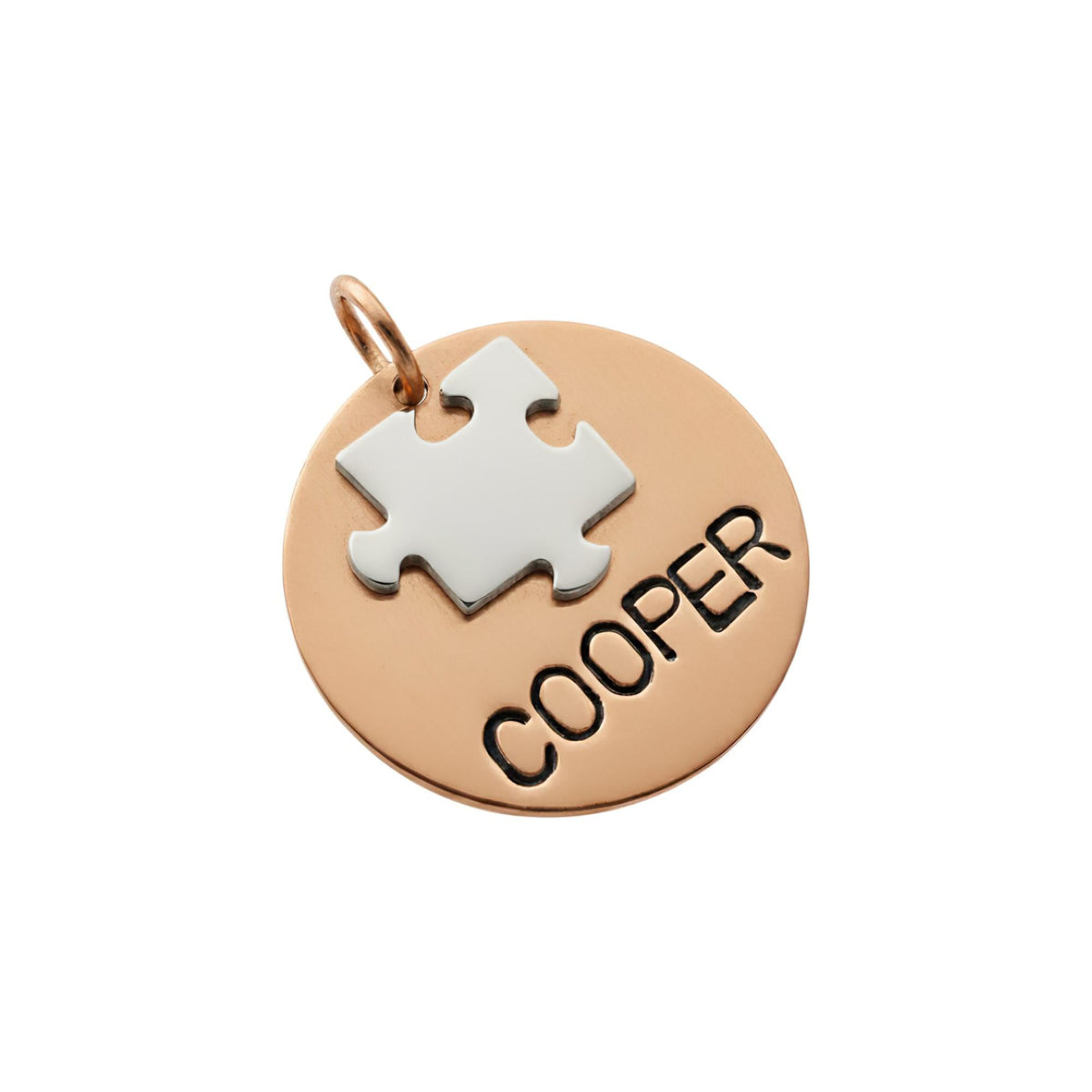 The Final Piece Token | Artisan Puzzle Pet ID & Custom Dog Tag, in Brass with Silver Top finish