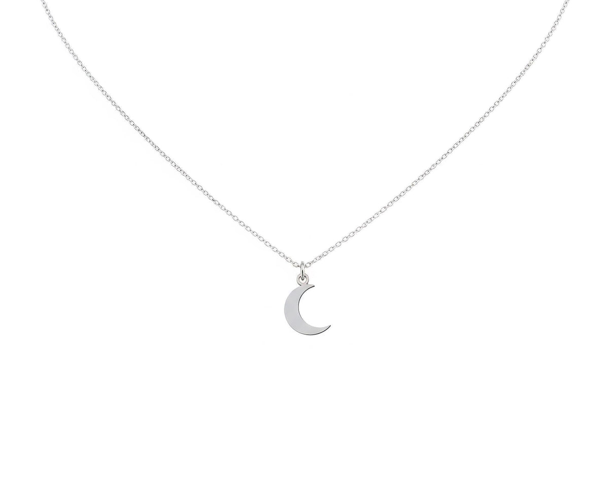Crescent Moon Necklace | Celestial Talisman, in White Gold Plated finish