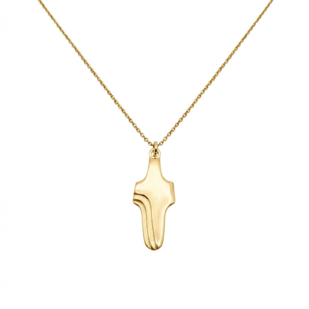 Abstract Cross Pendant in yellow gold plated finish, sculptural cross pendant