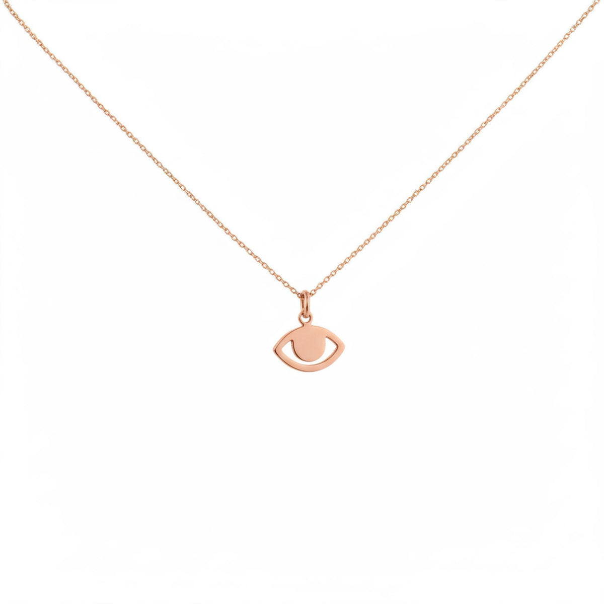 Evil Eye Charm Necklace | Protective Ward Talisman, in Rose Gold Plated finish