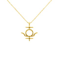 Pluto Symbol Necklace | Esoteric Rebirth Talisman, in Yellow Gold Plated finish