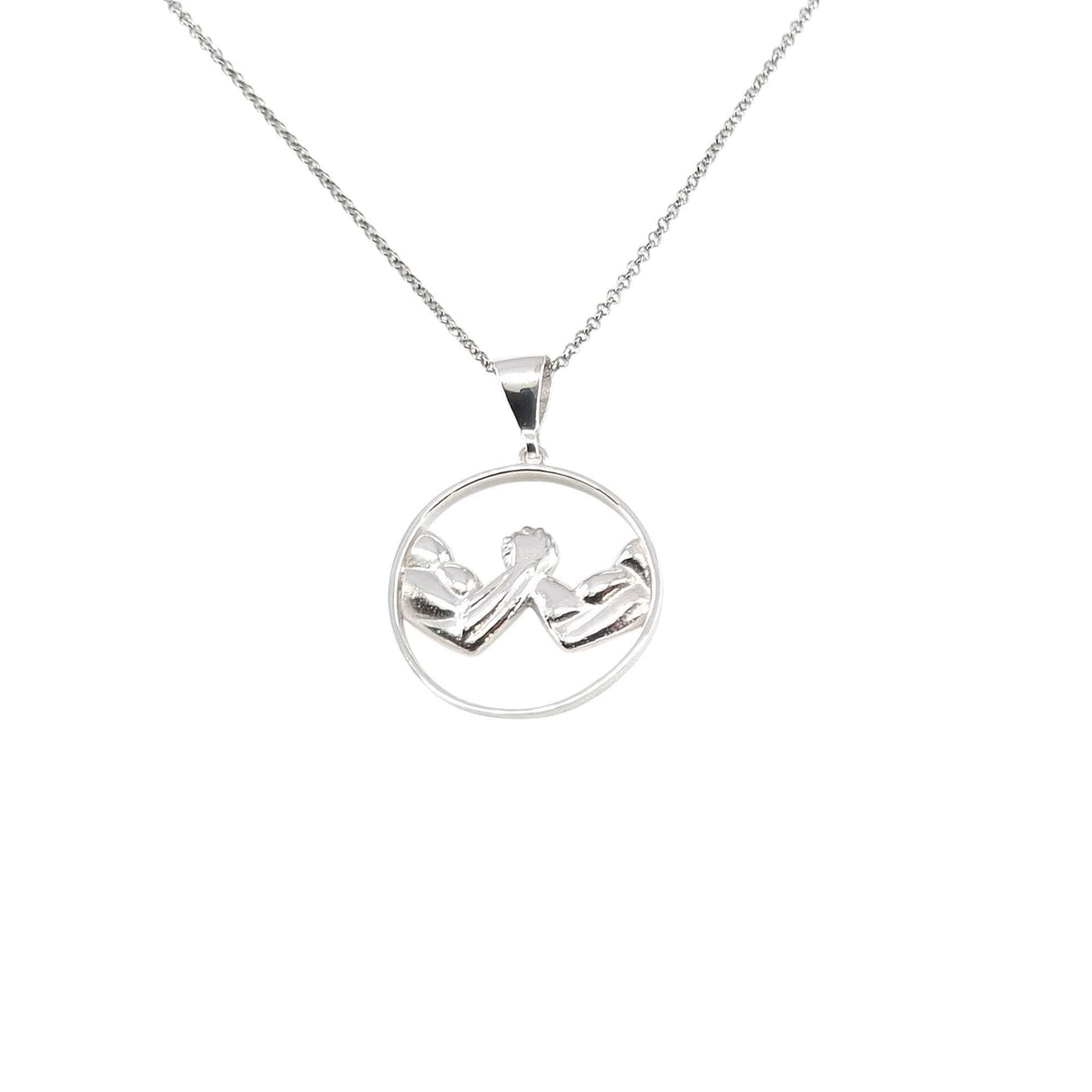 Unity Handshake Necklace | Brotherhood & Loyalty Talisman, front view