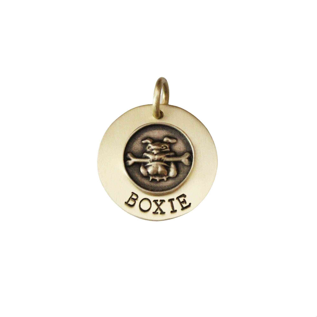 The Boxer Sigil | Artisan Boxer & Bone Pet ID & Custom Engraved Dog Tag, front view