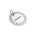 Personalized Silver Swirl Dog Tag | Engraved Swirl Pet ID Charm Sterling Silver | Custom Dog Collar Tag, front view