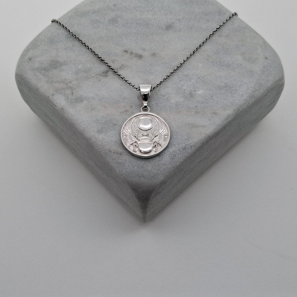 Scarab Medallion Necklace | Egyptian Rebirth Talisman, alternate angle