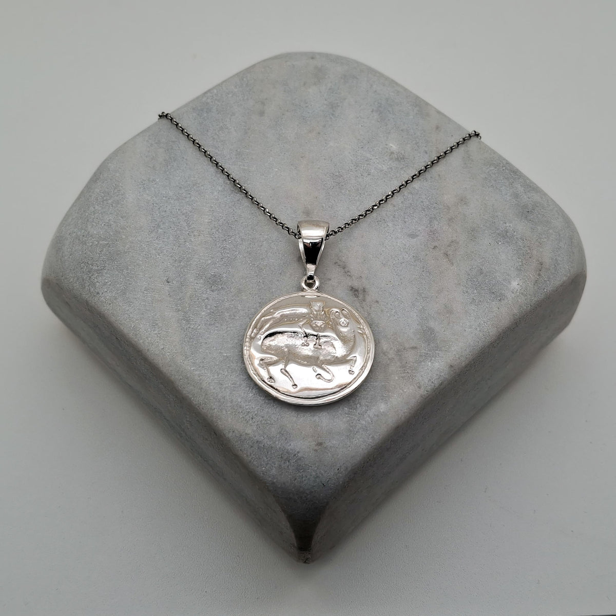 Bull Leaping Necklace: Minoan Coin Pendant Gold Plated Silver, additional detail