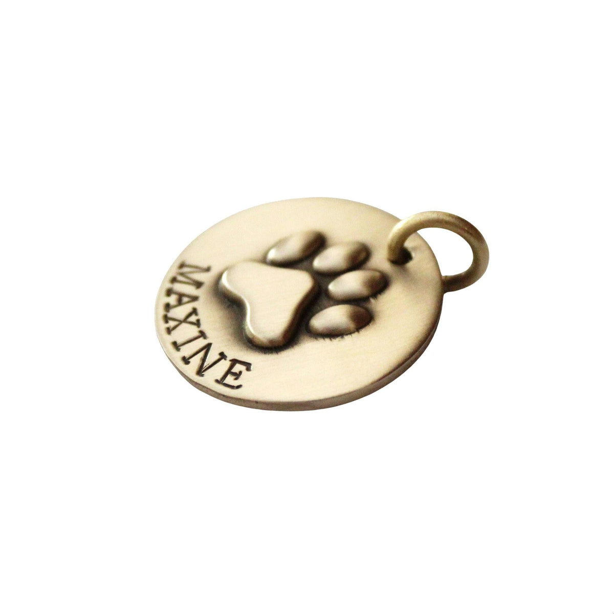 The Enduring Imprint Token | Artisan Raised Paw Print Pet ID & Custom Tag, alternate angle