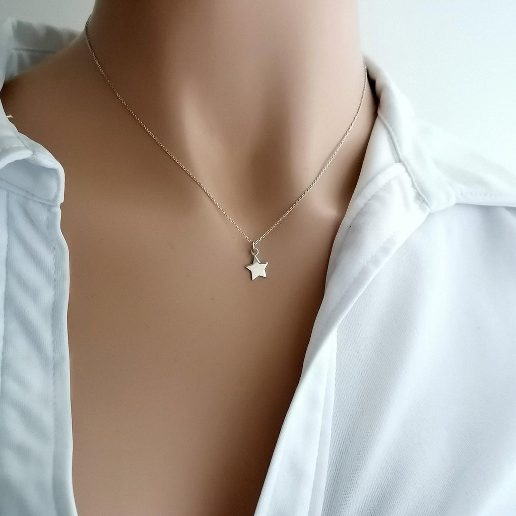 Star Necklace | Delicate Silver Celestial Charm | Inspirational Gift for Daughter, front view