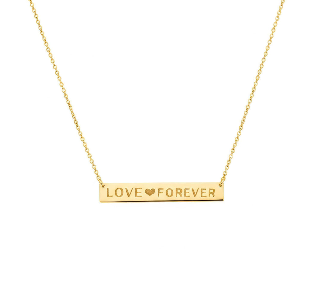 Custom Nameplate Necklace | Engraved Minimalist Bar Talisman, in Yellow Gold Plated finish