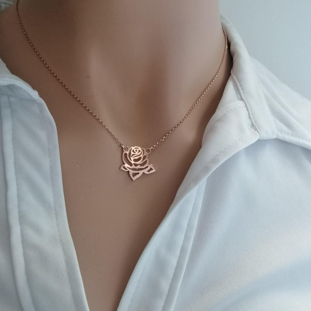 Dainty Rose Necklace | Romantic Floral Talisman, additional detail