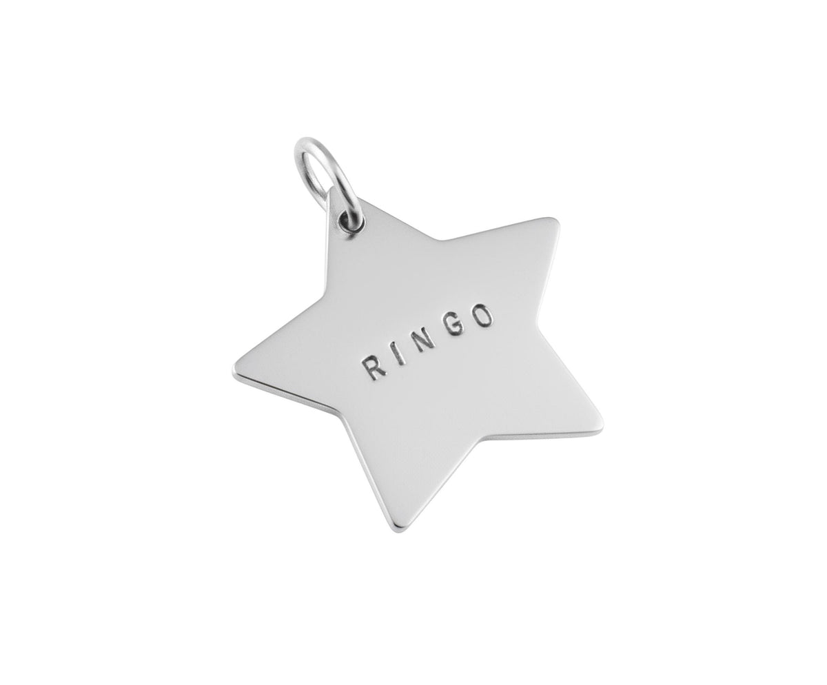 The Celestial Star Token | Artisan Celestial Pet ID & Custom Hand-Stamped Dog Tag, in German Silver finish