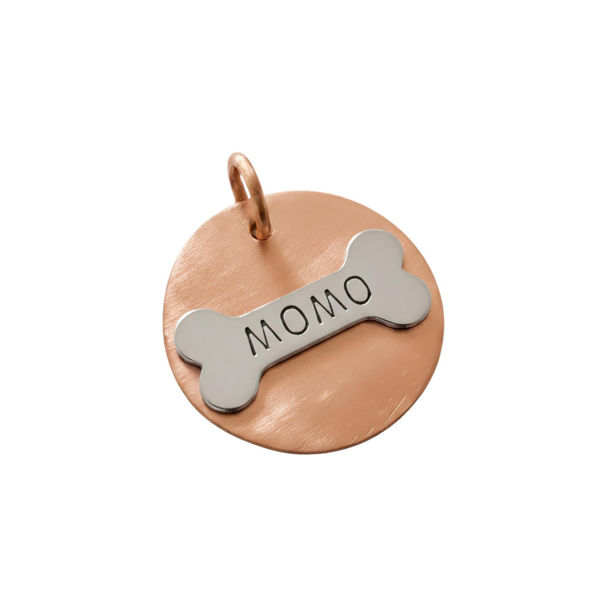 The Devotional Bone Token | Artisan Circular Pet ID & Custom Raised Motif Dog Tag, front view