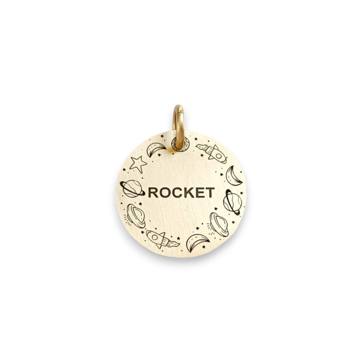 The Voyager Token | Artisan Rocket Pet ID & Custom Engraved Dog Tag, front view