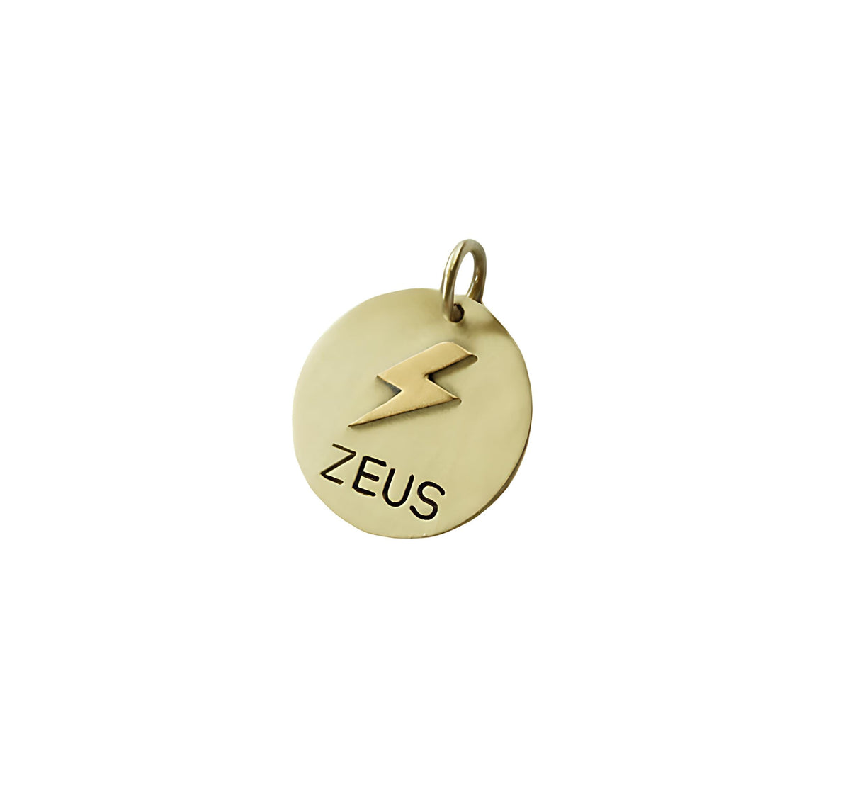 The Lightning Strike Token | Artisan Bolt Pet ID & Custom Dog Tag, in Brass with Brass Top finish