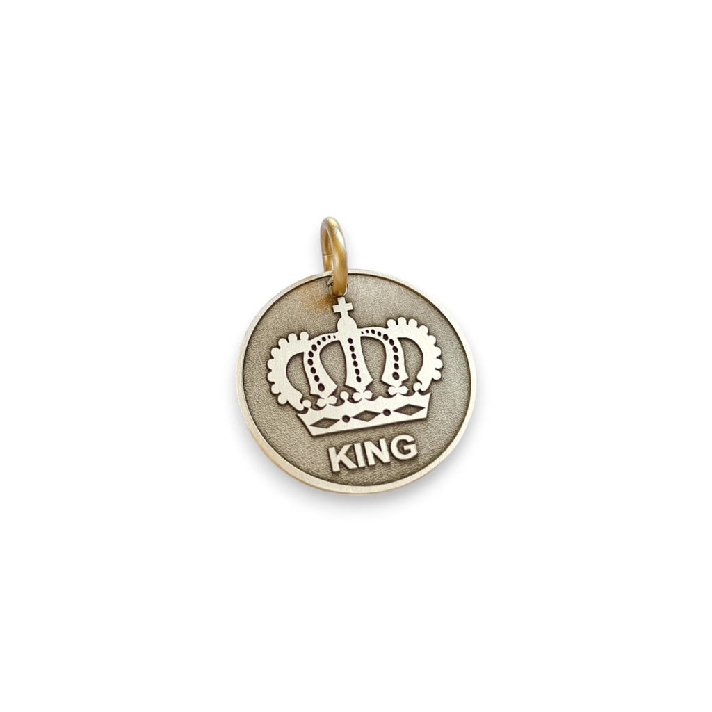 The Inscribed Monarch Token | Artisan Crown Pet ID & Custom Engraved Dog Tag, front view