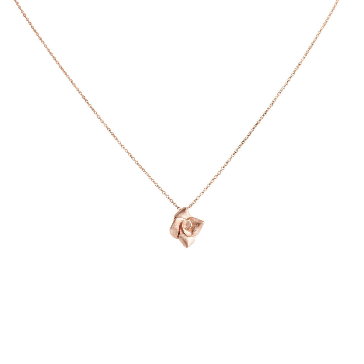 Rose Necklace Pendant | 3D Sculpted Silver Flower | Dainty Botanical Jewelry, close-up detail