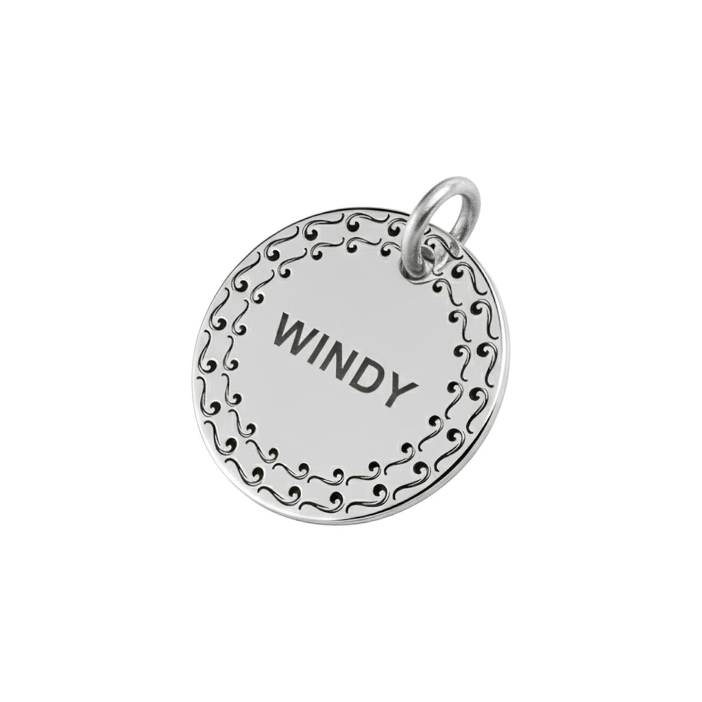 Personalized Silver Swirl Dog Tag | Engraved Swirl Pet ID Charm Sterling Silver | Custom Dog Collar Tag, alternate angle