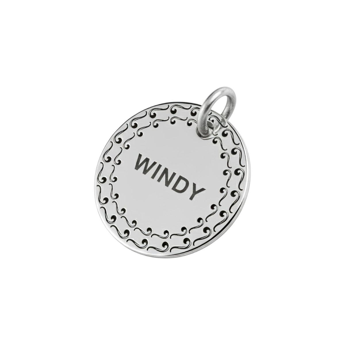 Personalized Silver Swirl Dog Tag | Engraved Swirl Pet ID Charm Sterling Silver | Custom Dog Collar Tag, alternate angle