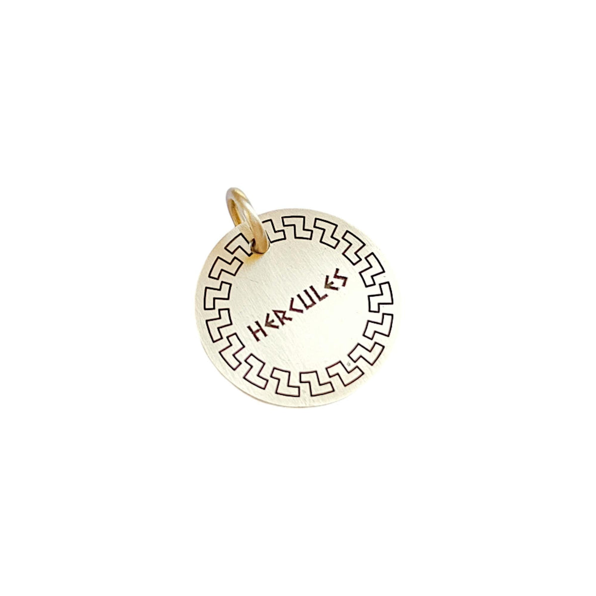 The Inscribed Greka Token | Artisan Hellenic Pet ID & Custom Engraved Greek Dog Tag, styled view