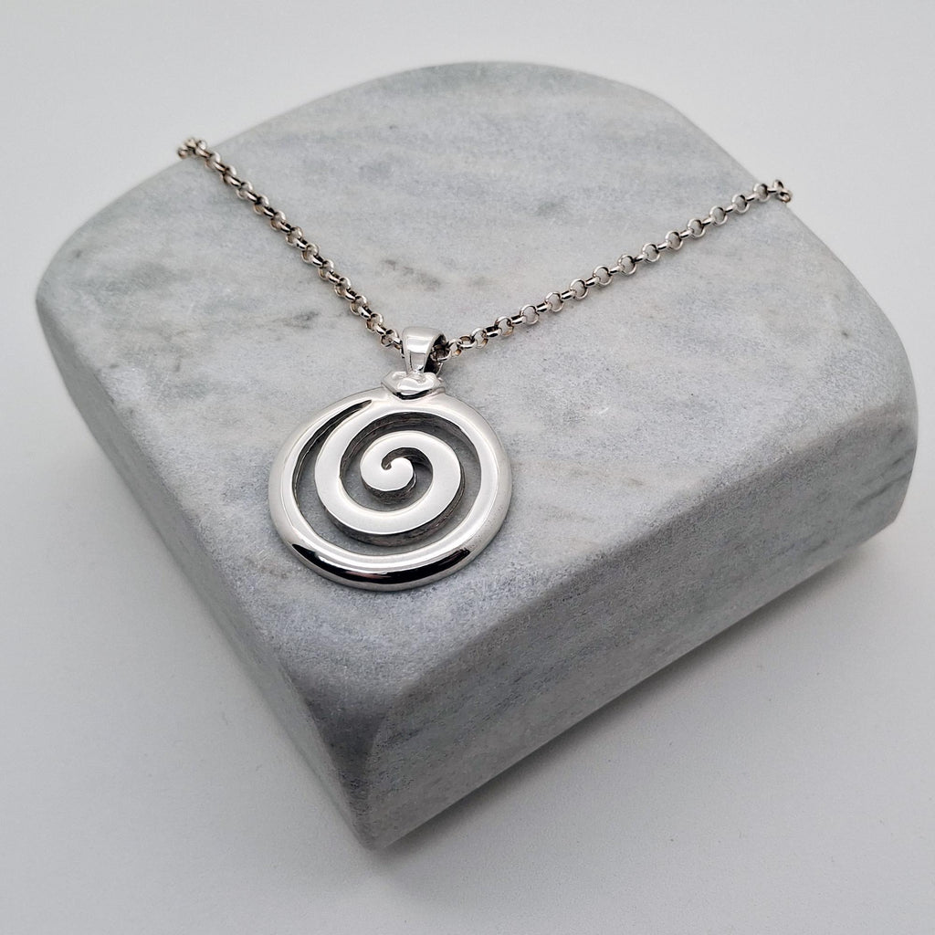 Spiral of Life Necklace | Celtic Growth Symbol Pendant | Gold Plated Transformation Talisman, close-up detail