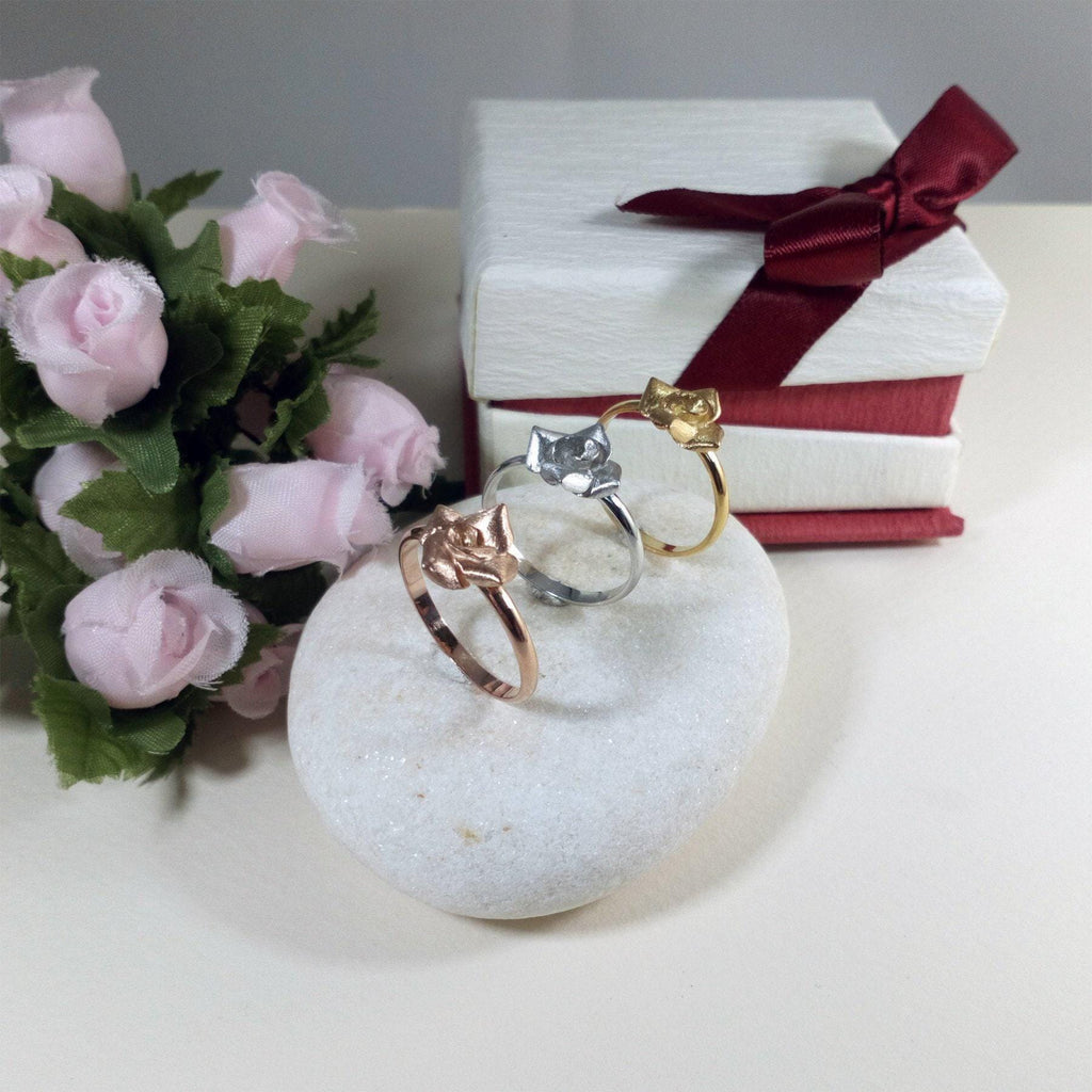 Silver Rose Ring | Dainty Floral Statement Band Sterling Silver | Botanical Promise Ring, alternate angle