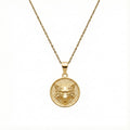Howling Wolf Necklace - Sterling Silver Wild Spirit Medallion, in Yellow Gold Plated finish