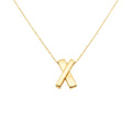 Minimalist Sterling Silver X Necklace | Dainty Kiss Cross Charm | Geometric Layering Pendant, in Yellow Gold Plated finish