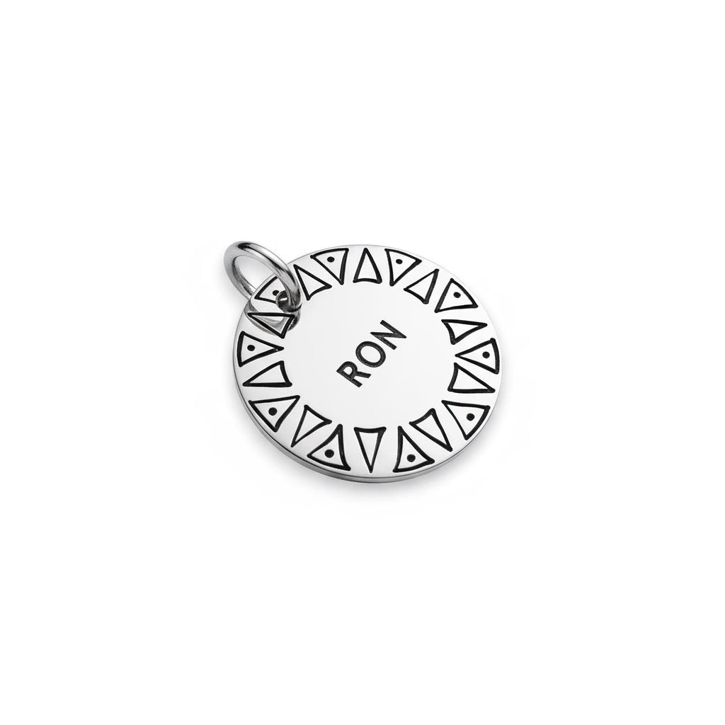 Tribal Sun Dog Tag | Custom Engraved Pet ID Collar Charm, alternate angle