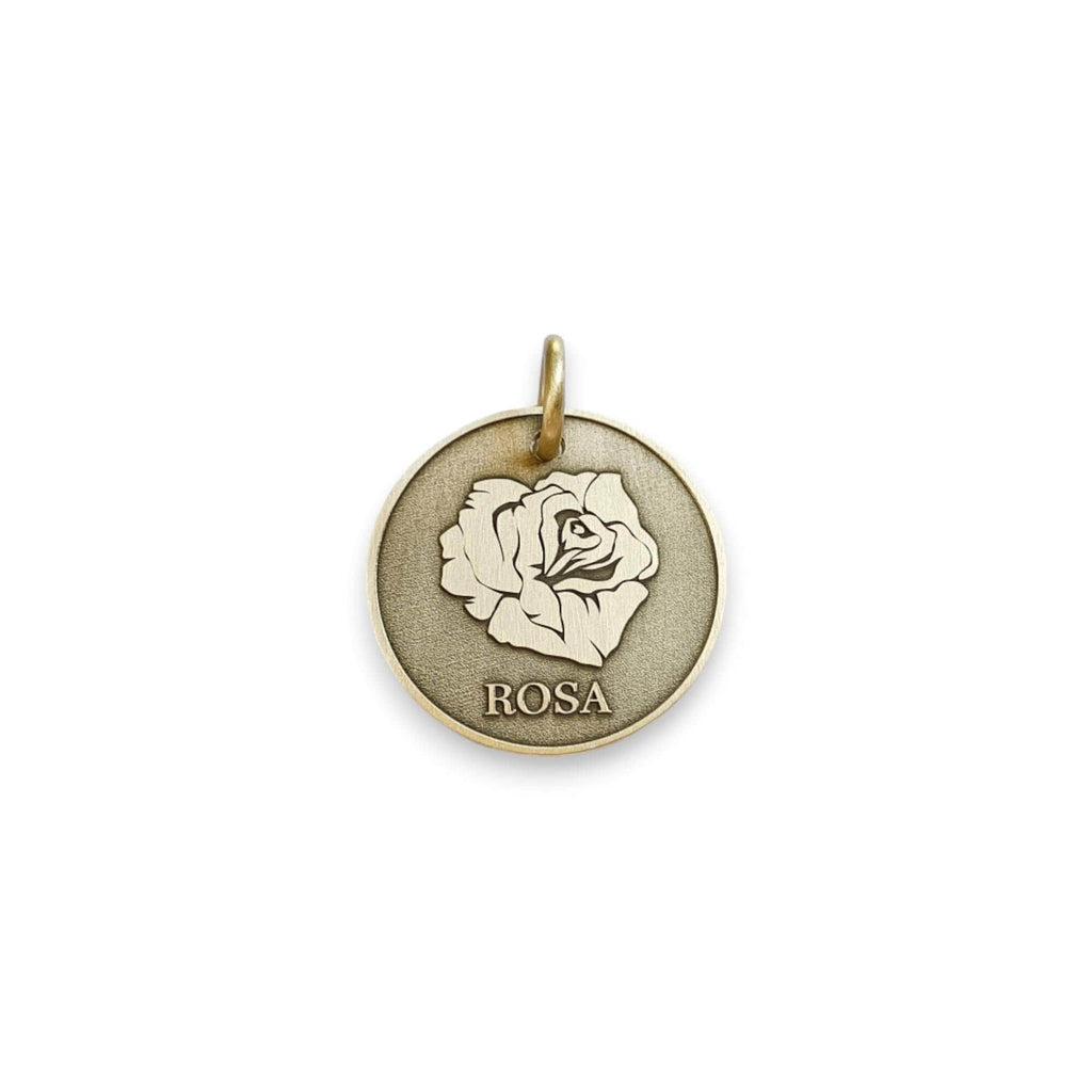 The Romantic Bloom Token | Artisan Rose Pet ID & Custom Engraved Dog Tag, front view
