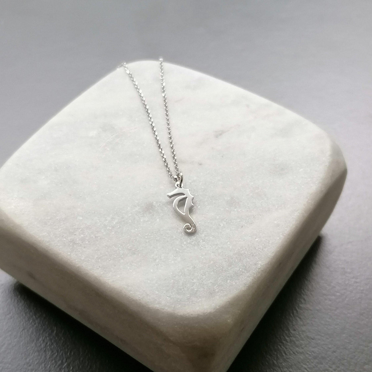 Minimalist Seahorse Necklace | Ocean Fortune Talisman, alternate angle