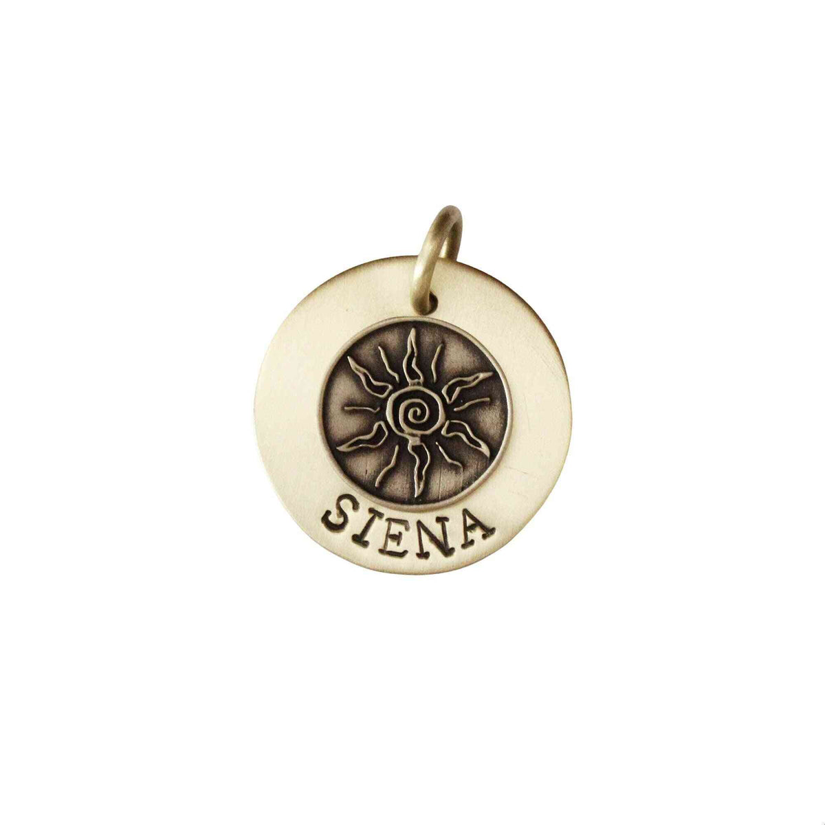 The Solstice Sigil | Artisan Tribal Sun Pet ID & Custom Engraved Dog Tag, front view