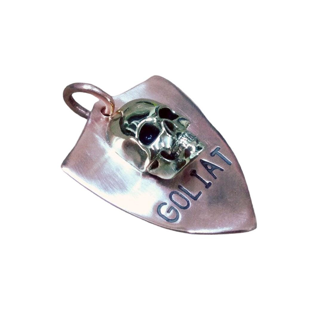 The Fearless Rebel Token | Artisan 3D Skull Pet ID & Custom Shield Tag, front view