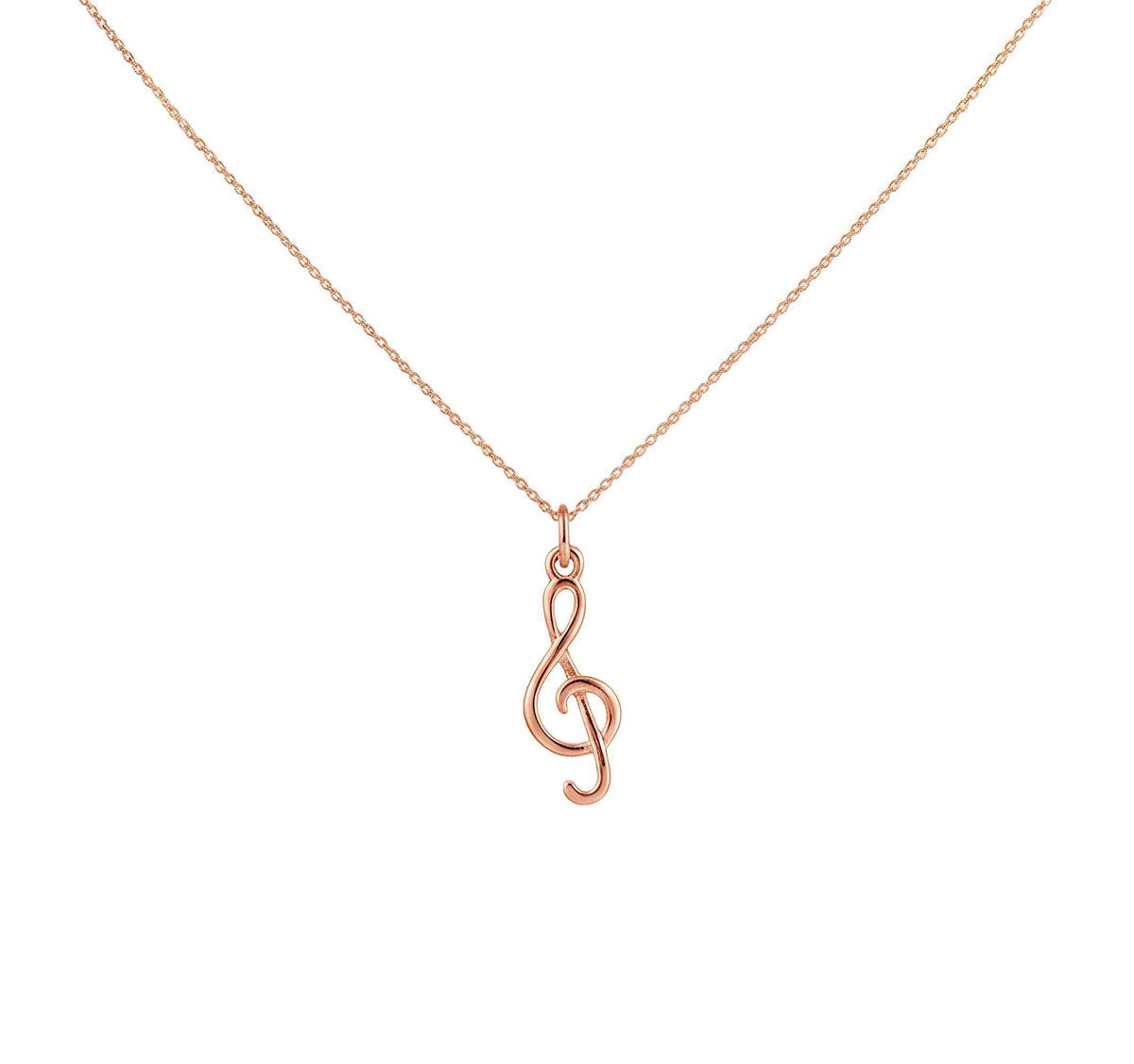 Treble Clef Necklace | Dainty 14K Solid Gold Musical Pendant | Musician & Teacher Gift, in 9K Rose Gold finish